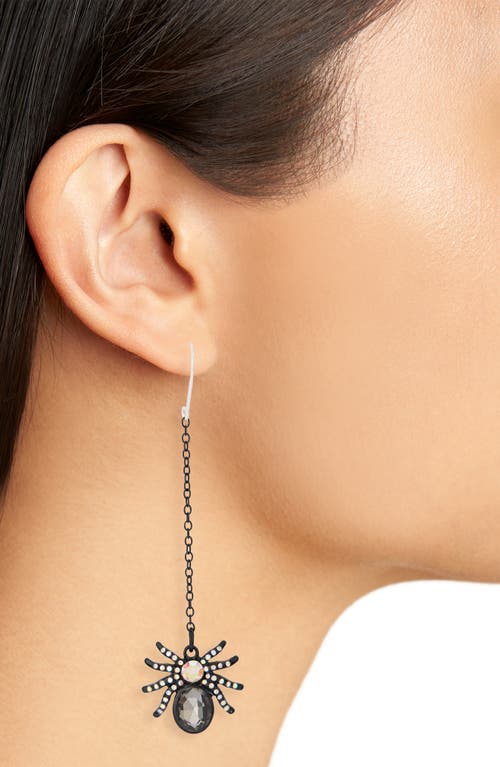 Leith Spider Linear Drop Earrings In Black Multi- Silver