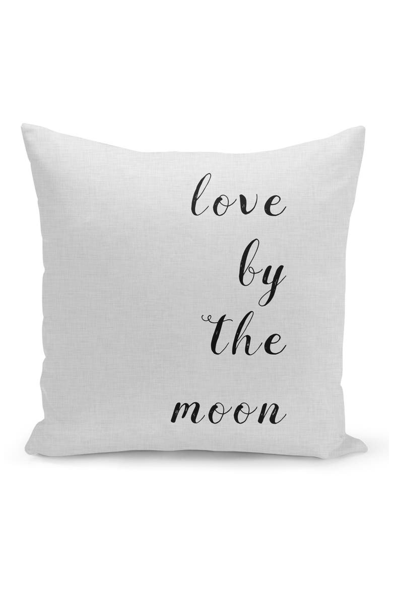 Love By The Moon Throw Pillow, Main, color, WHITE
