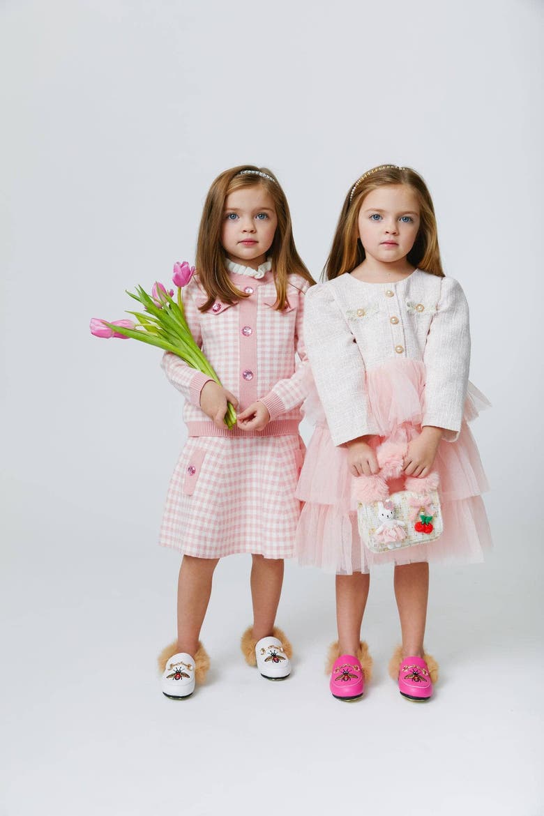 Gingham Gem Sweater Set, Alternate, color, Pink