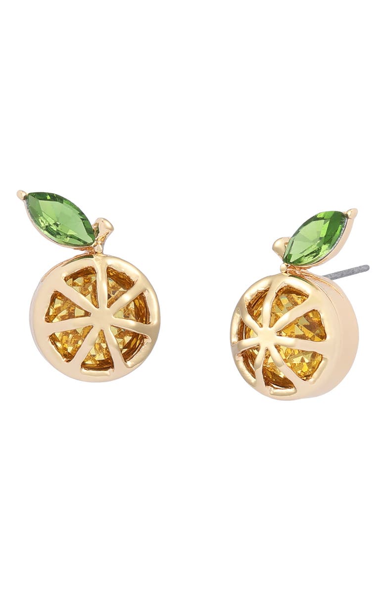 Betsey Johnson Lemon Stud Earrings, Main, color, Yellow