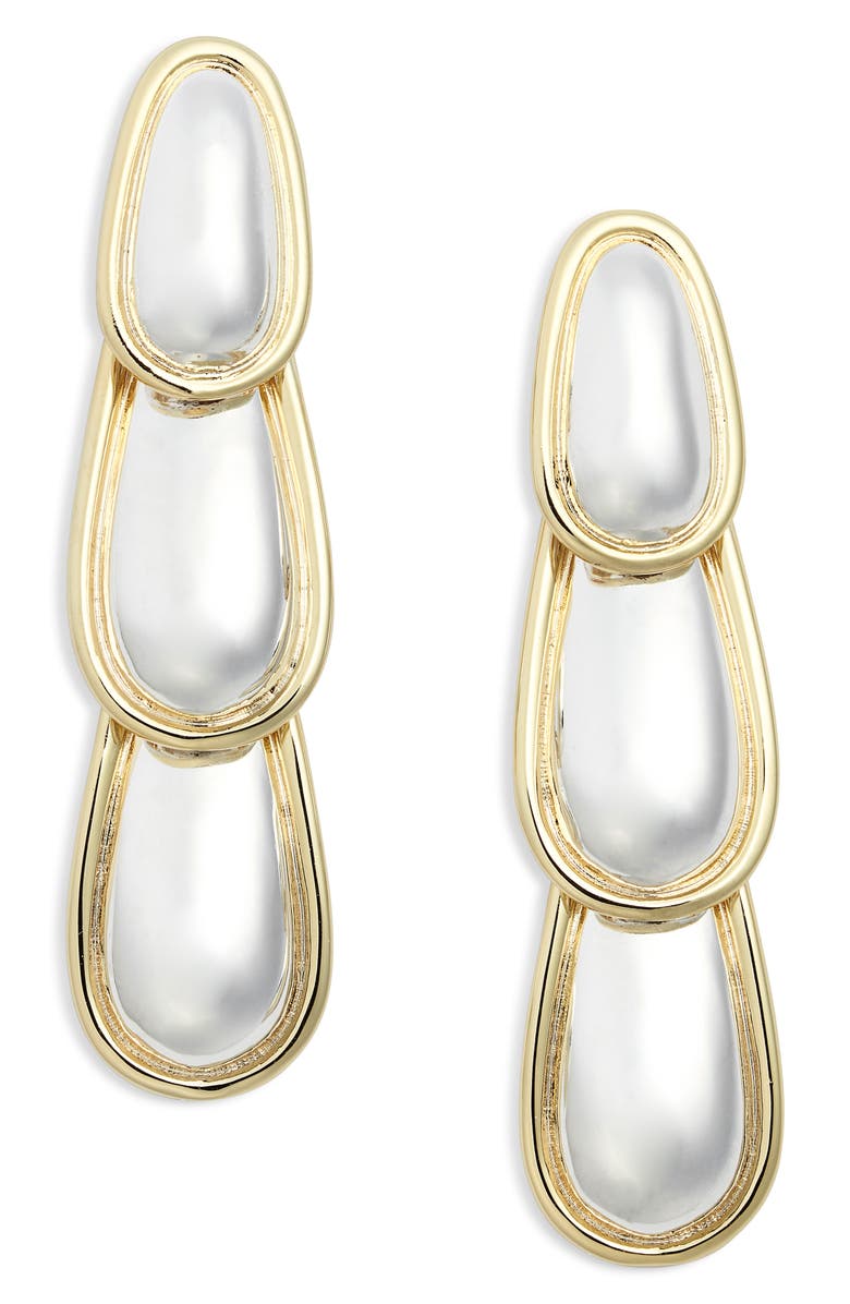 ARGENTO VIVO Convex Two-Tone Linear Drop Earrings, Main, color, Two Tone
