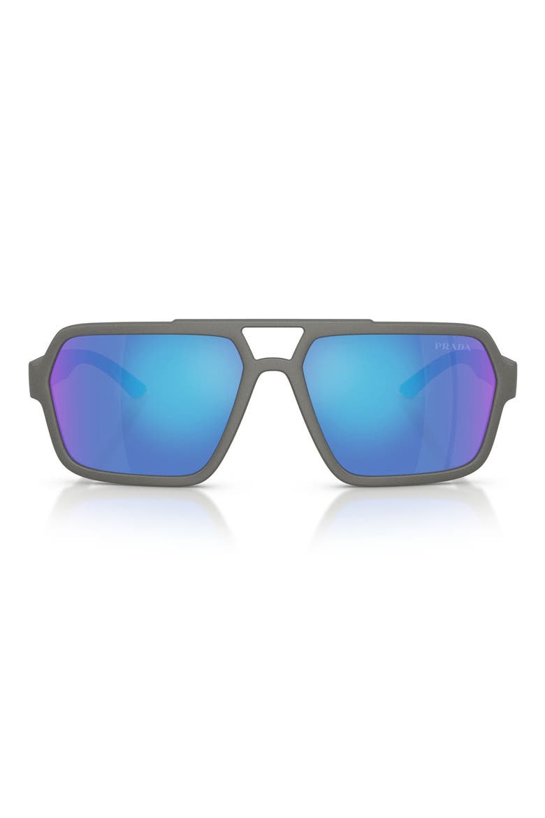 59mm Pilot Sunglasses, Main, color, GREY SILVER / GREEN BLUE