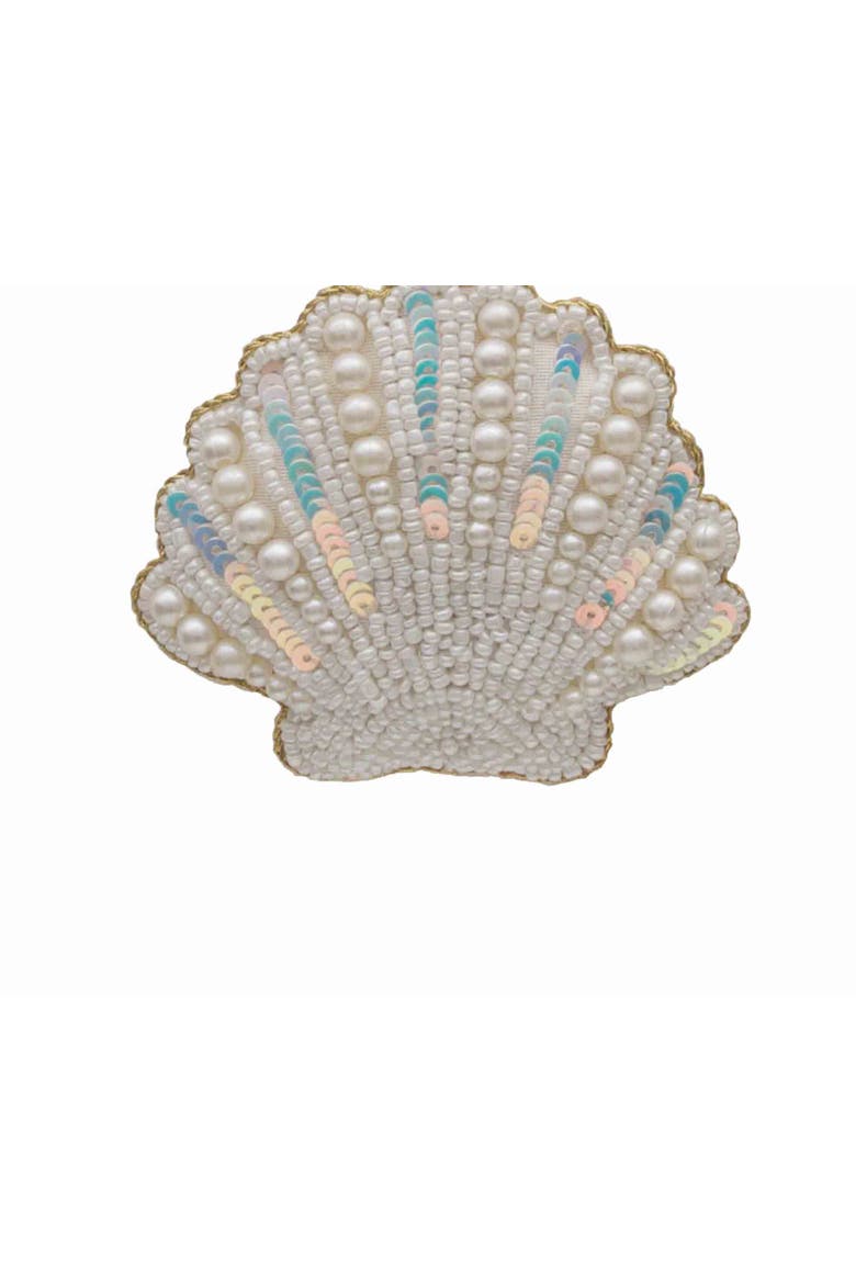 Pearl Shimmer Fan Shell Ornament, Alternate, color, Silver