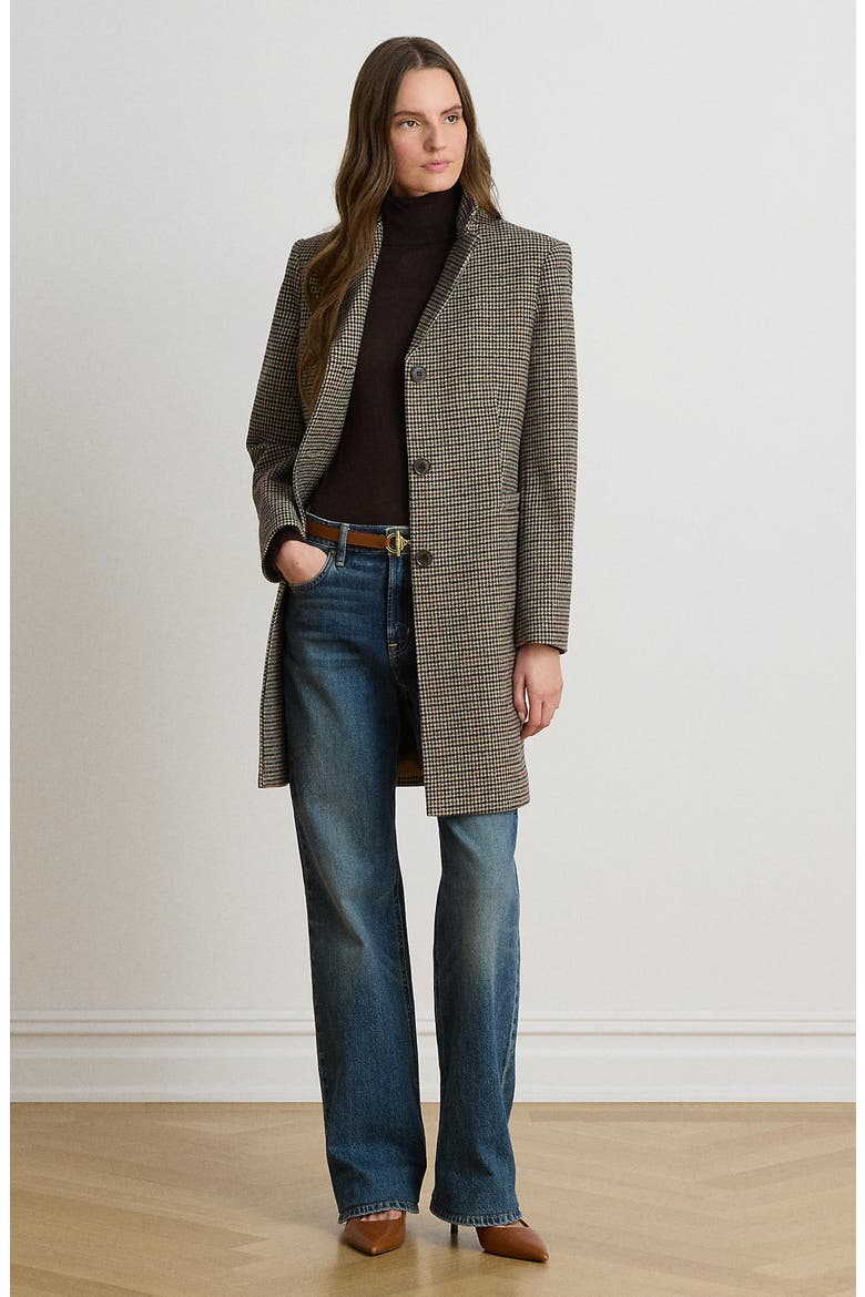 Wool Blend Coat, Alternate, color, MERLOT HOUNDSTOOTH