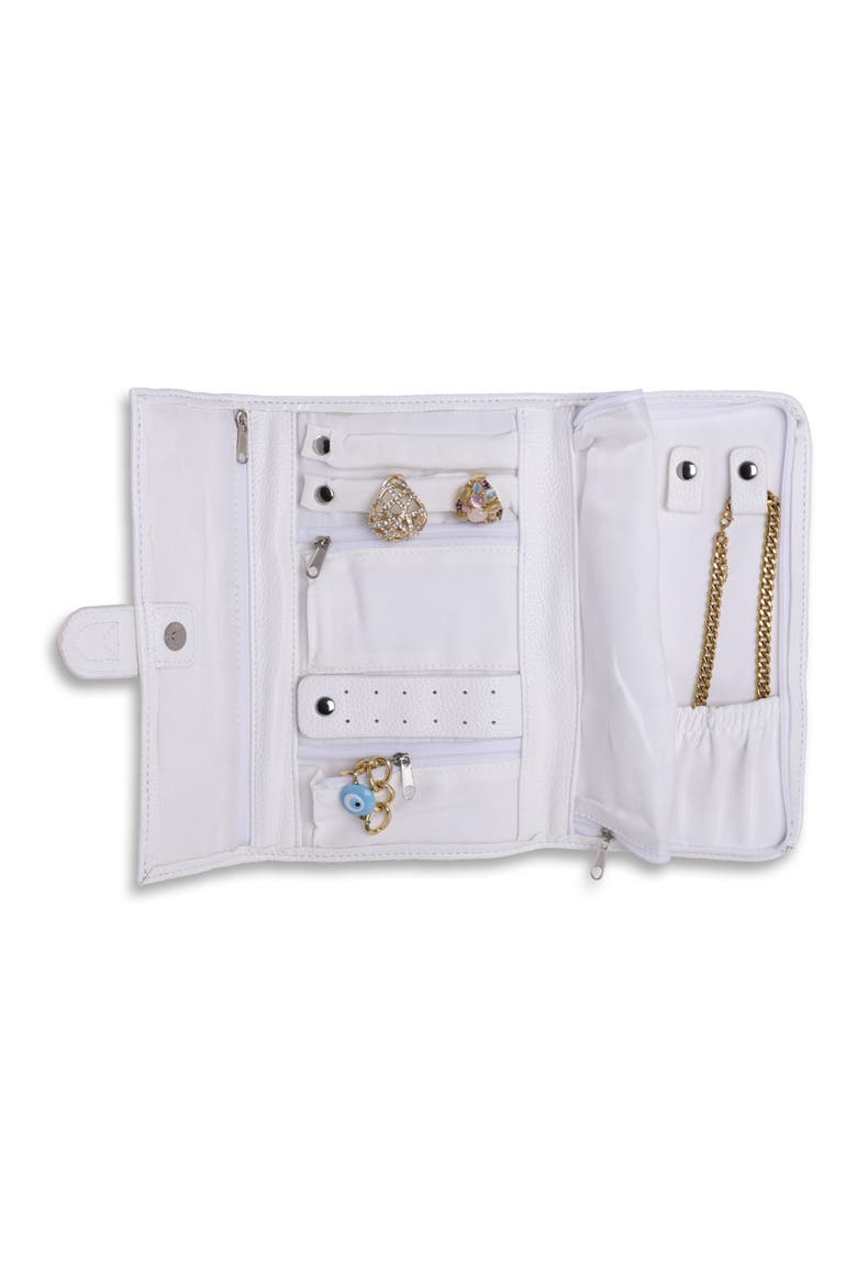 Leather Jewelry Storage Clutch, Alternate, color, WHITE