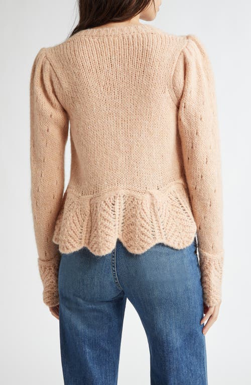 Farm Rio Ruffle Cardigan In Sand
