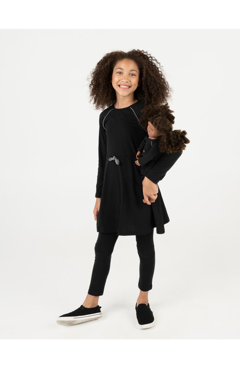 Leveret Girls Bow Tie Dress with Matching Doll Dress, Alternate, color, Black