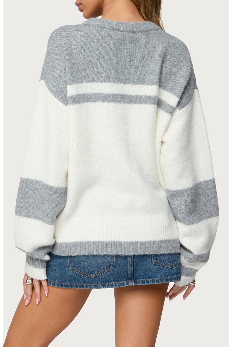 Nogah Oversize Stripe Sweater, Alternate, color, GRAY-AND-WHITE