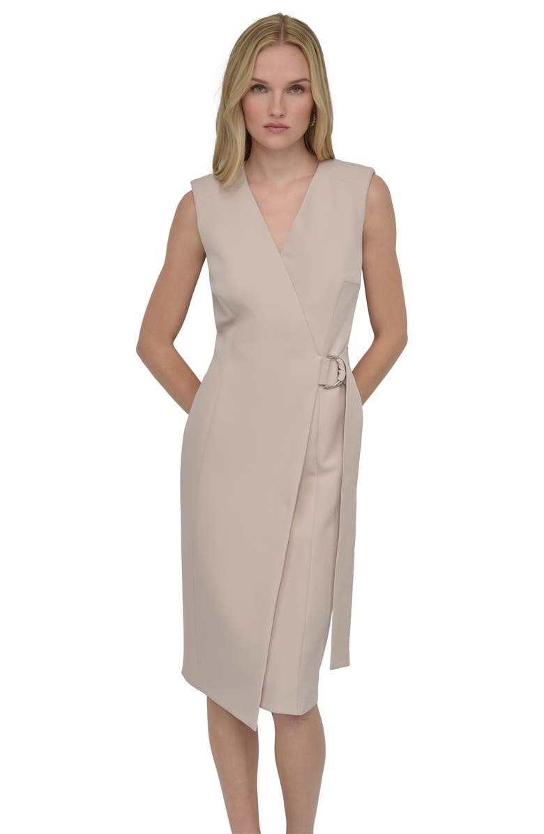 DKNY Crepe Wrap Midi Dress, Alternate, color, Moonlight
