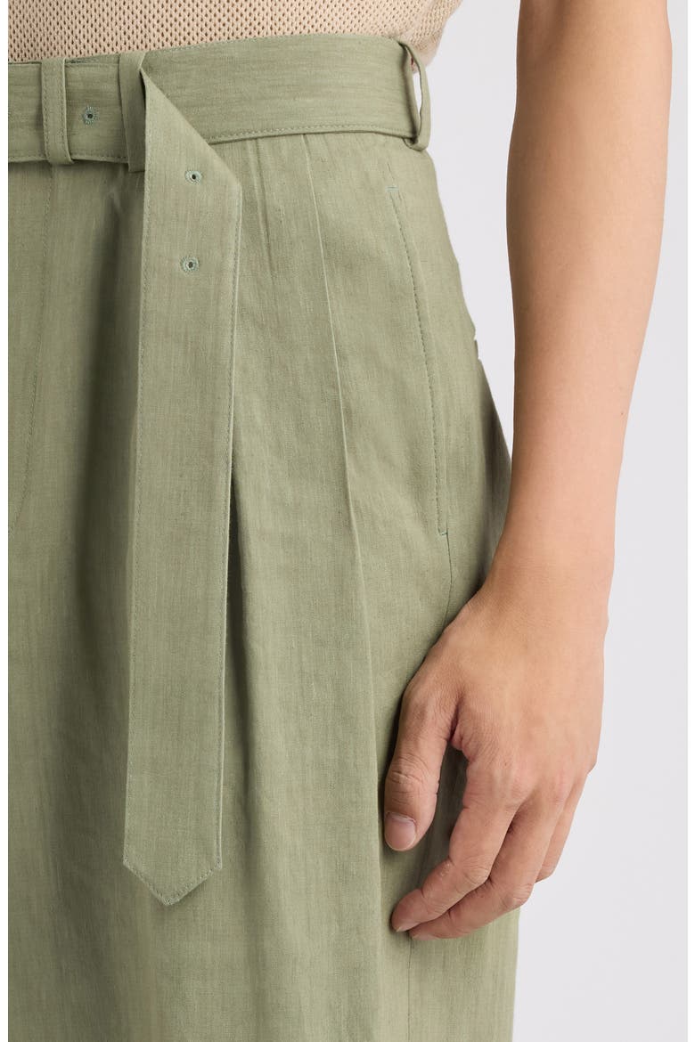 Preaches Belted Pleated Wide Leg Linen Blend Pants, Alternate, color, PISTACHE