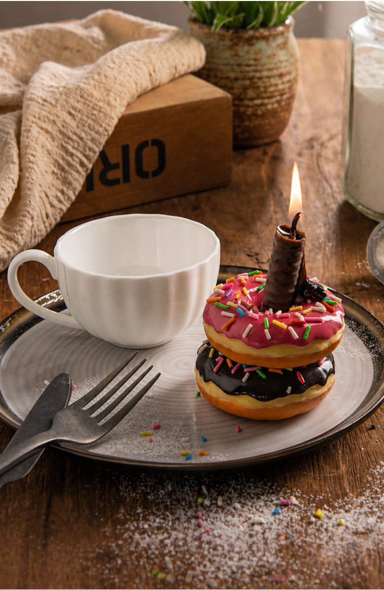 Southlake gifts Doughnut Candle Set in Teacup, Alternate, color, NO COLOR
