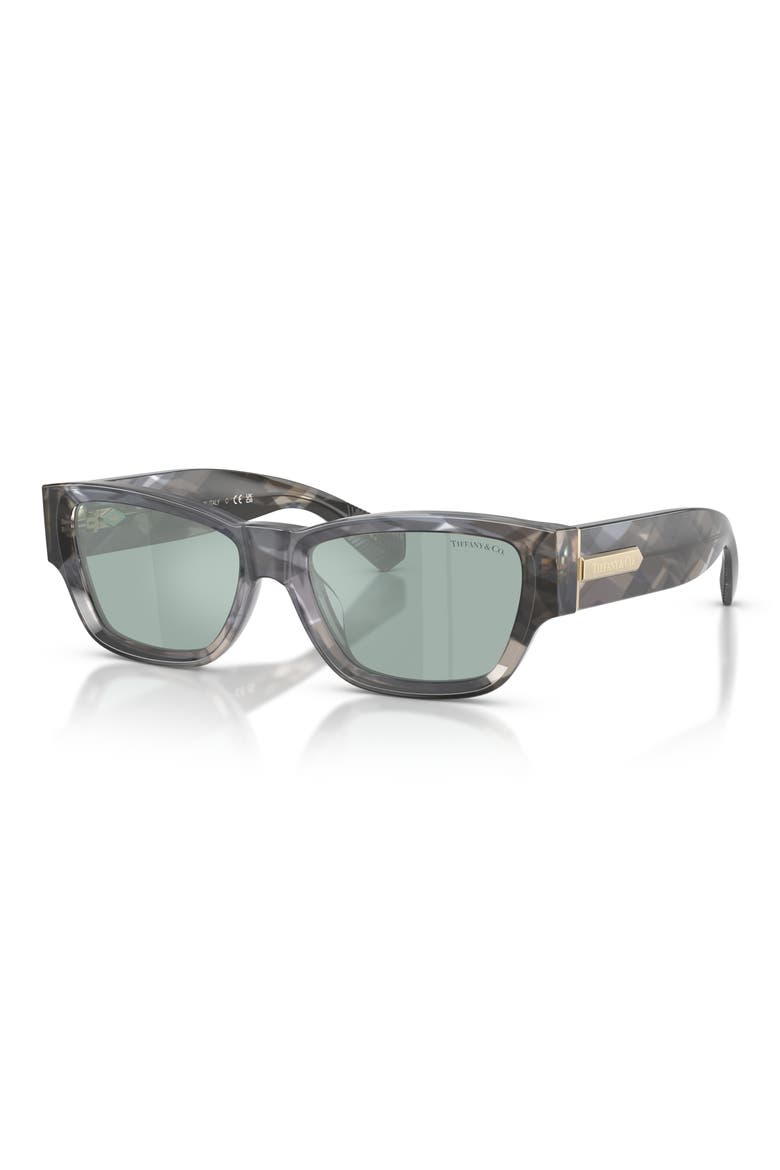 54mm Rectangular Sunglasses, Alternate, color, GEOMETRIC BLACK HAVANA / AZURE