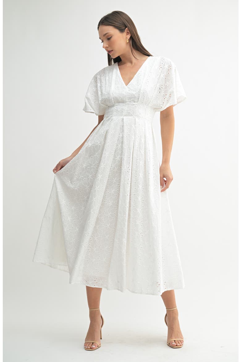 Dolman Sleeve Eyelet A-Line Dress, Alternate, color, IVORY