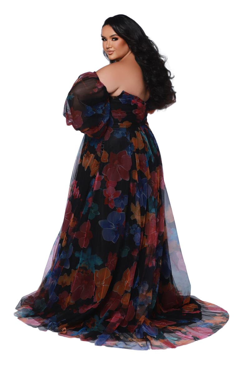 Floral Strapless Sweetheart Neckline Plus Size A-Line Gown, Alternate, color, Multi Floral