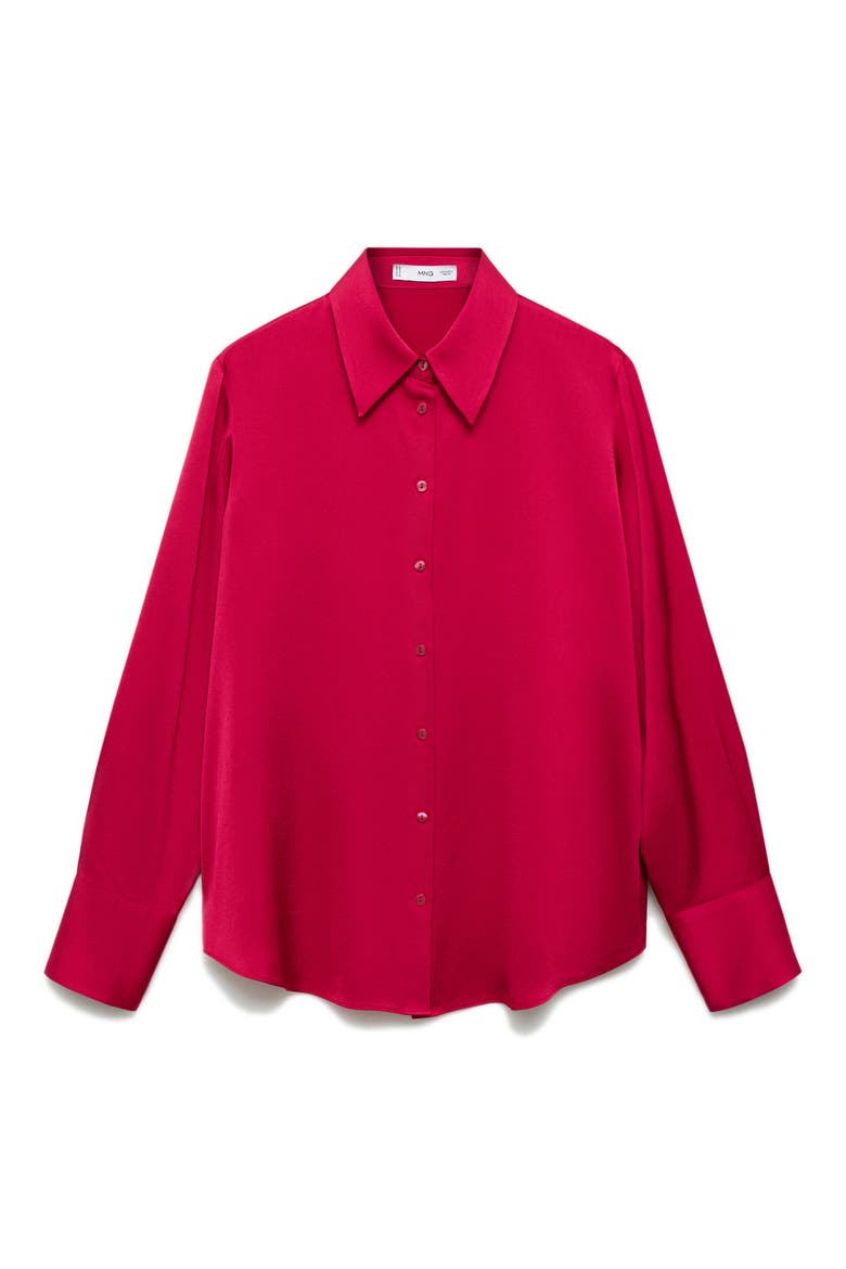 Flowy Satin Button-Up Shirt, Alternate, color, FUCHSIA