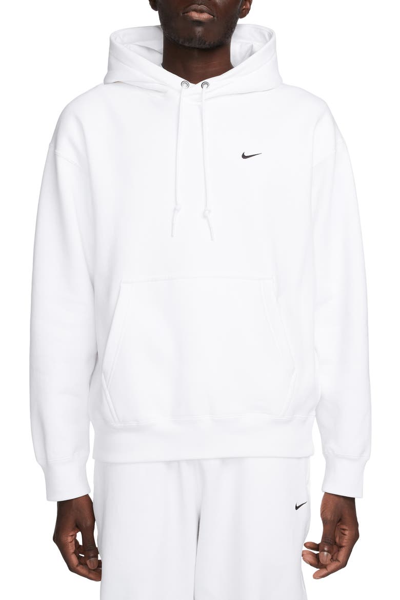 Solo Swoosh Fleece Hoodie, Main, color, WHITE/ BLACK
