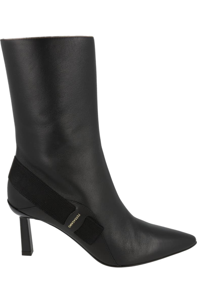 FERRAGAMO Virgilia Leather Kitten Heel Boot, Alternate, color, Black