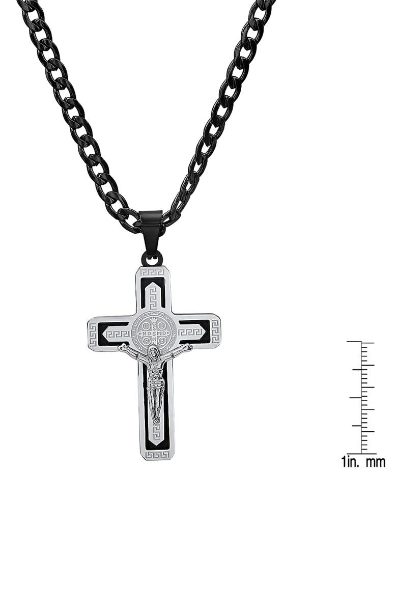 HMY JEWELRY Crucifix Pendant Necklace, Alternate, color, Silver/ Black