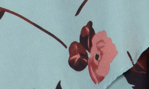 Melrose And Market Ruffle Tie Waist Dress In Teal- Pink Prim Bloom