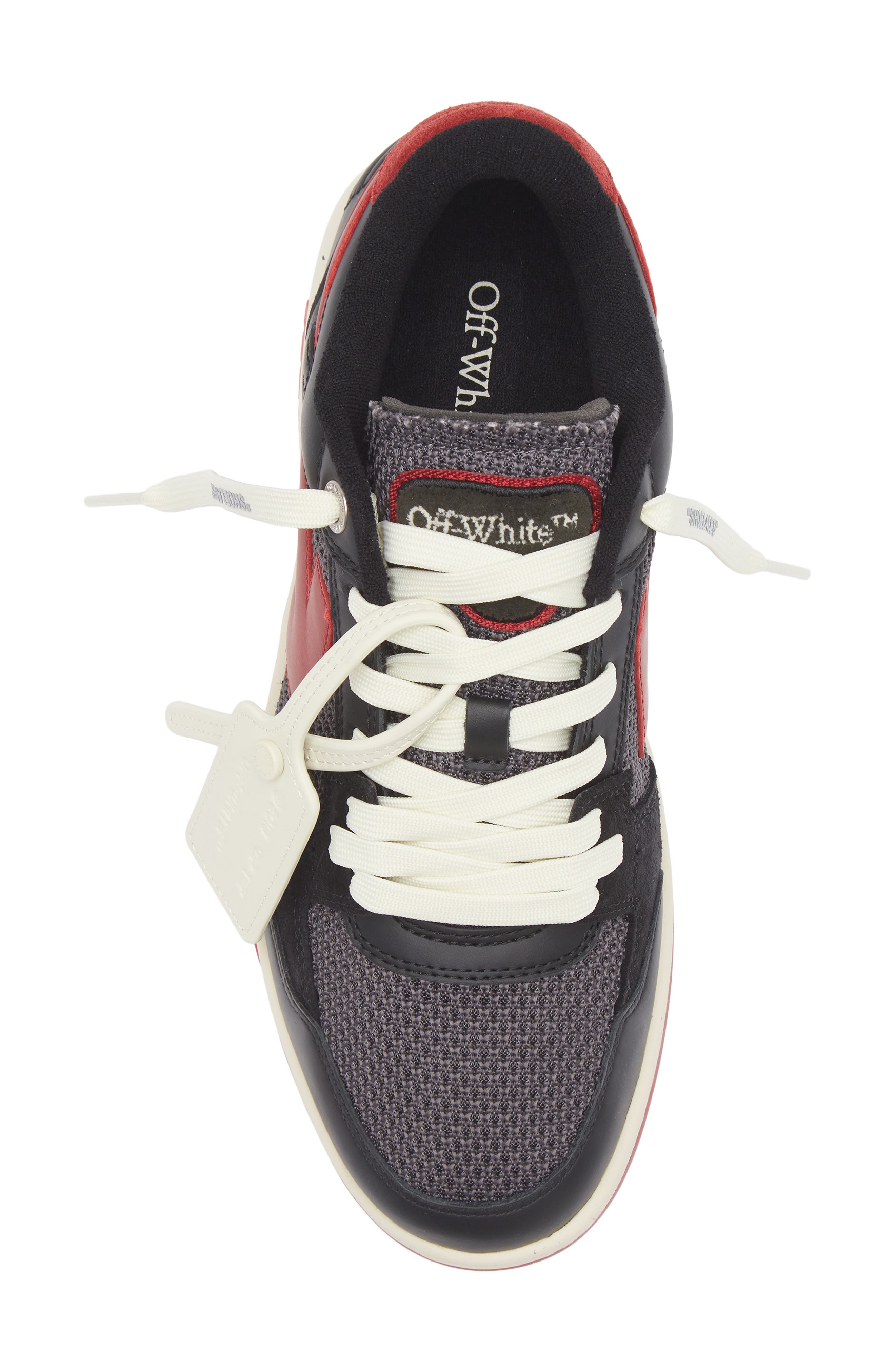 Off-White Slim Out of Office Sneaker, Alternate, color, Grey Melange - Coral Red