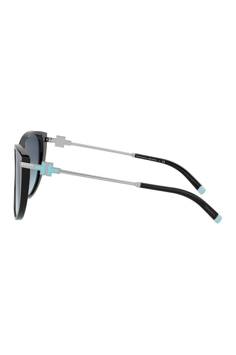 57mm Gradient Cat Eye Sunglasses, Alternate, color, BLACK