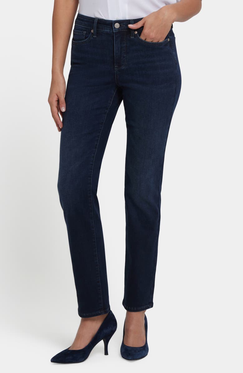 NYDJ Sheri Rhinestone Skinny Jeans, Main, color, Blacken Blue