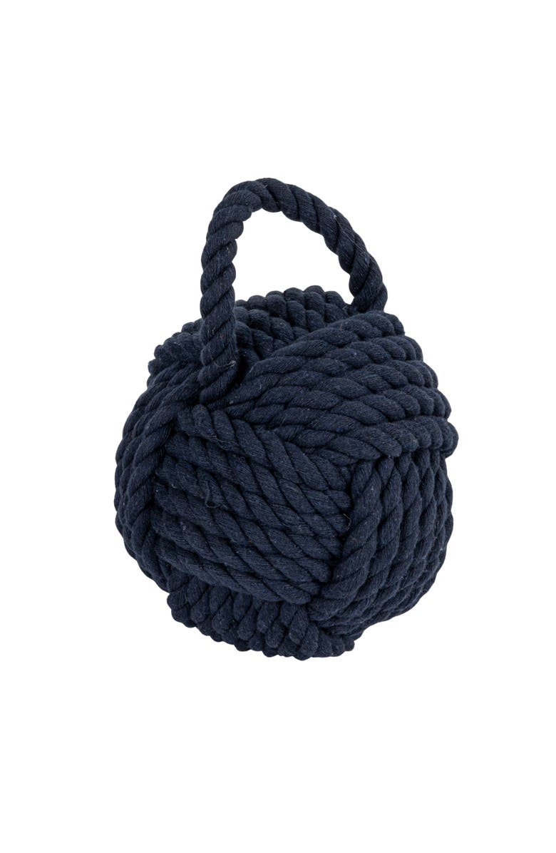 Storied Home Nautical Rope Knot Decorative Cotton Door Stop, Navy Blue, Main, color, Blue
