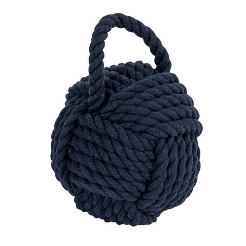 Nautical Rope Knot Decorative Cotton Door Stop, Navy Blue