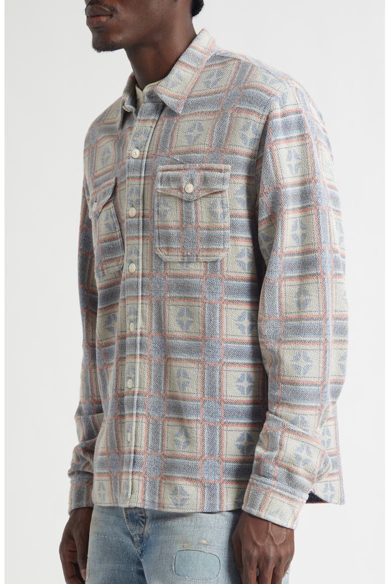 Reverse Print Terry Cloth Button-Up Work Shirt, Alternate, color, WHITE/ MULTI