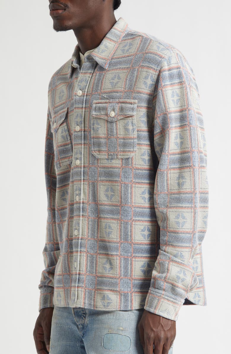 Double RL Reverse Print Terry Cloth Button-Up Work Shirt, Alternate, color, White/ Multi