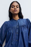 H&M Frill-trimmed Denim Blouse