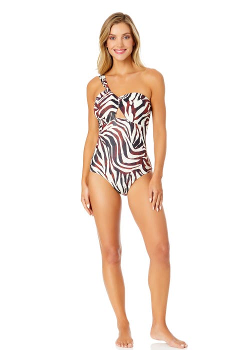 ANNE COLE TIGER DANCE ASYMMETRICAL ONE PIECE SWIMSUIT