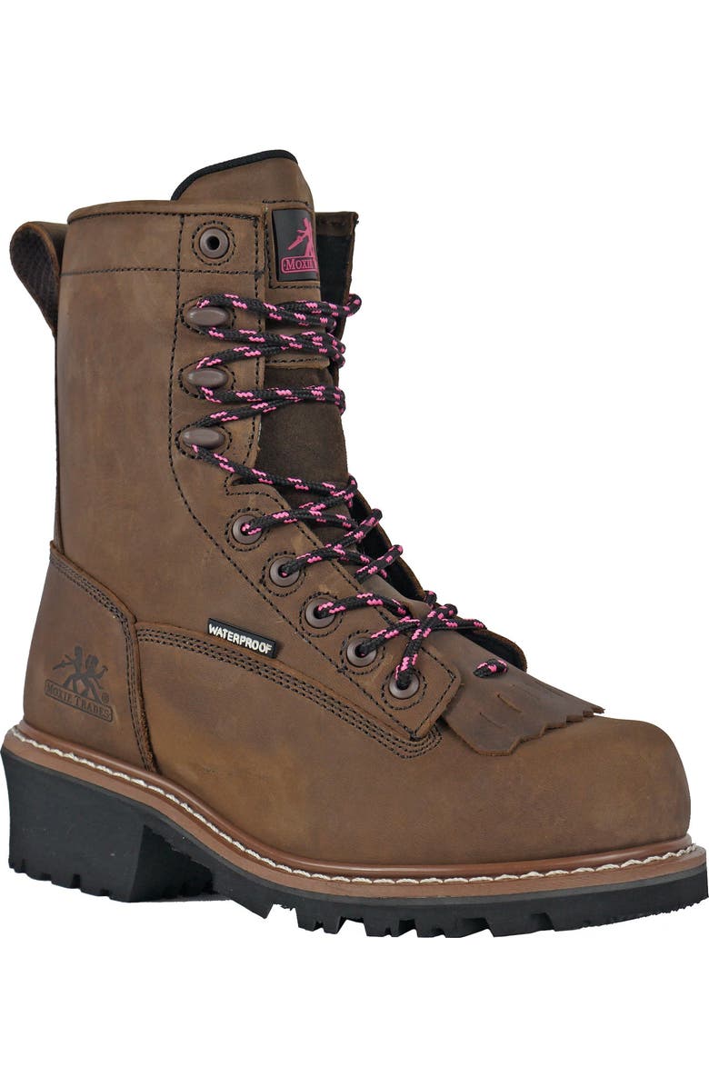 Moxie Trades Moxie Mareen Kiltie 8 Inch Composite Toe Work Boot, Main, color, Brown