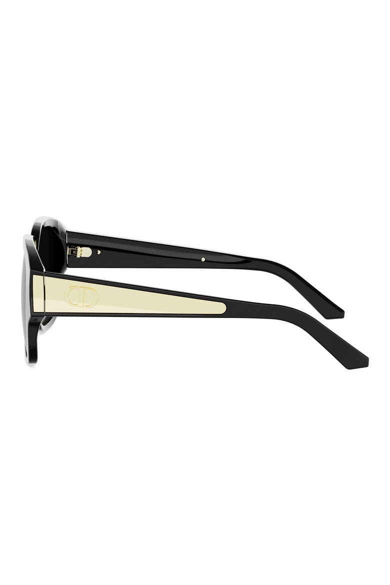 'DiorGlow S2I 54mm Gradient Square Sunglasses, Alternate, color, SHINY BLACK / GRADIENT SMOKE