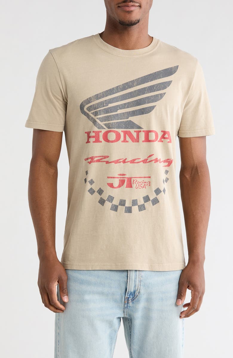 Goodie Two Sleeves JTR Honda Racing Stretch Cotton Graphic T-Shirt, Main, color, Brown