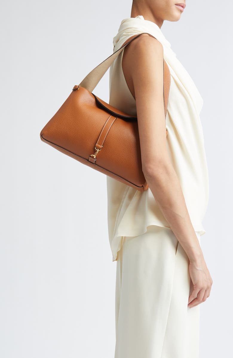 Ree Projects Florencia Soft Pebble Grain Leather Shoulder Bag, Alternate, color, Caramel