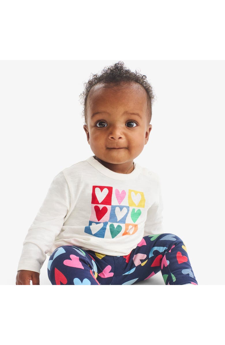 Primary Baby Long Sleeve Rainbow Candy Hearts Tee, Alternate, color, Ivory Block Hearts