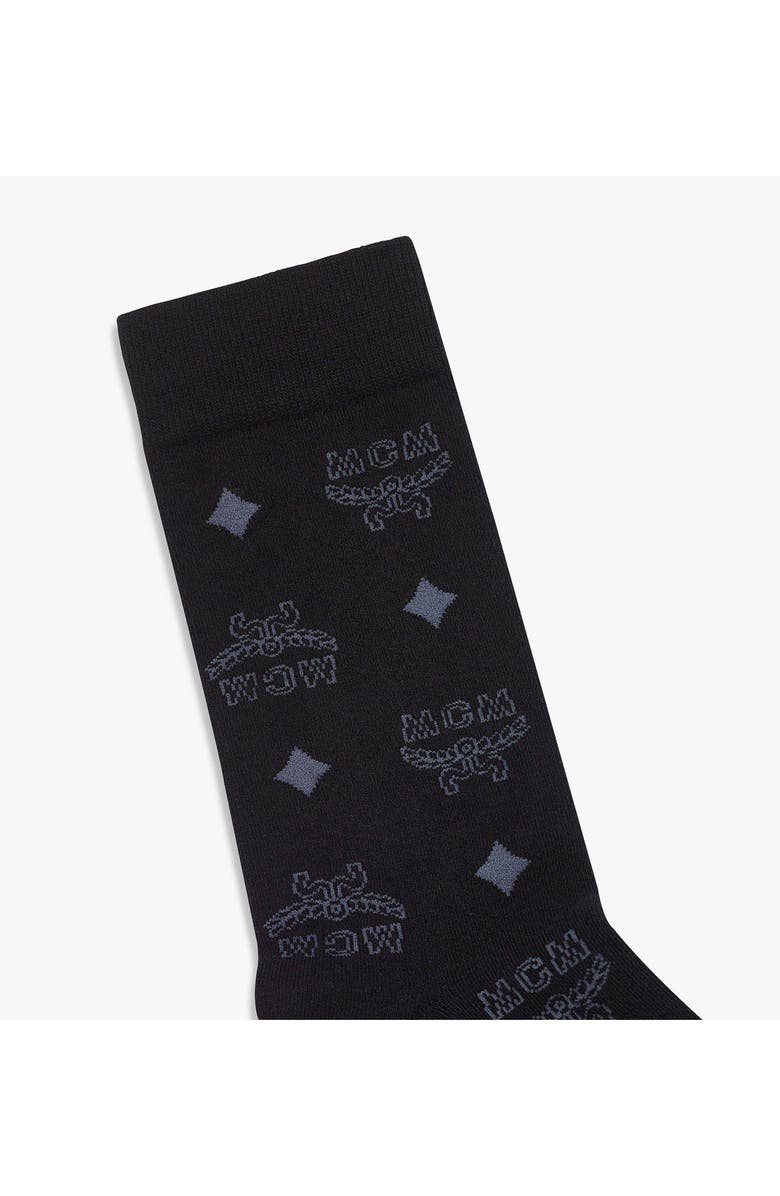 MCM Monogram Knit Socks, Alternate, color, Black
