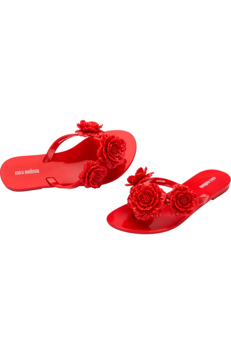 Mini Melissa Kids' Mini Harmonic Springtime Flip Flop, Alternate, color, Red
