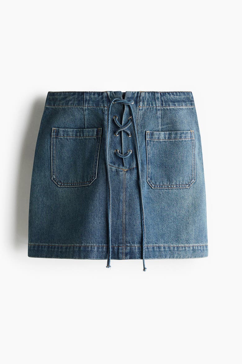 Denim Lace-up Mini Skirt, Alternate, color, Denim blue