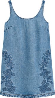 Madewell Embroidered Sleeveless Denim Minidress