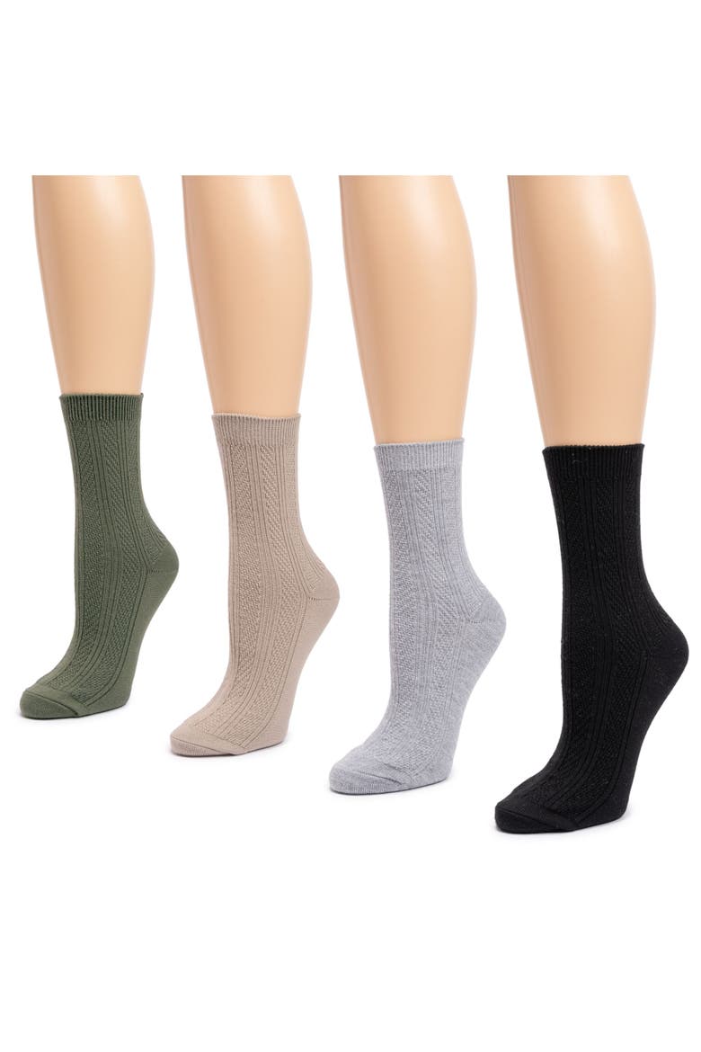 Women's 4 Pair Pack Lume Soft Crew Socks, Alternate, color, Neutral