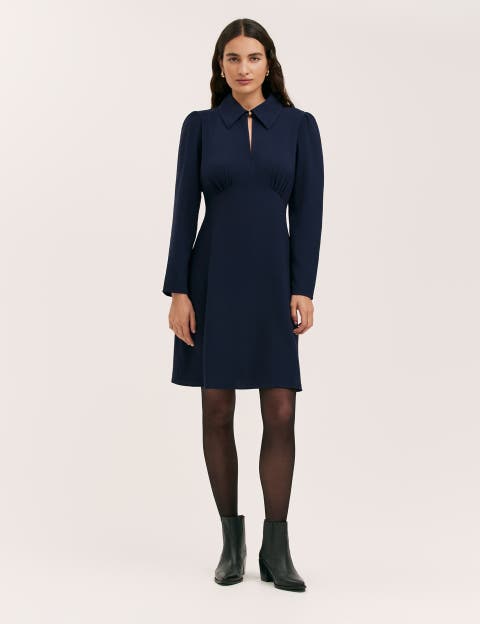 Sabine Long Sleeve Collared Short Dress