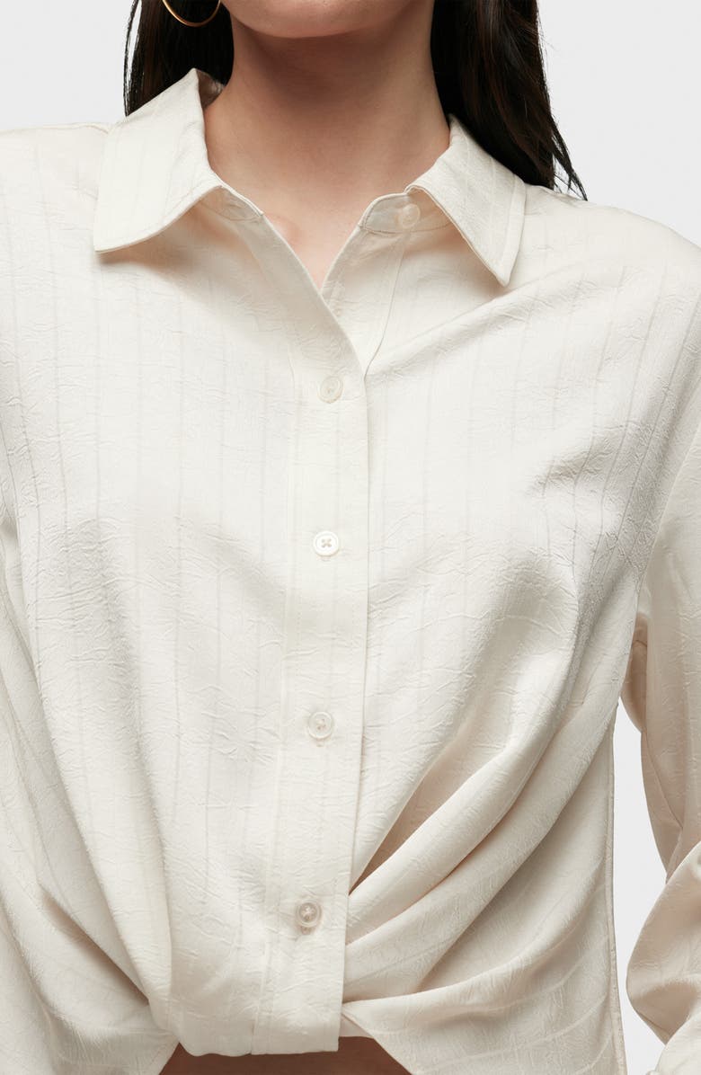 Hudson Jeans Knot Front Button-Down Shirt, Alternate, color, Crme Stripe