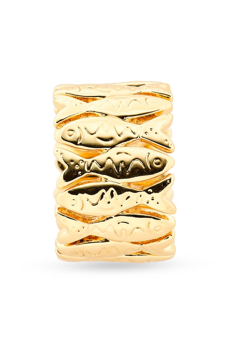 Fish Band Ring, Alternate, color, GOLD