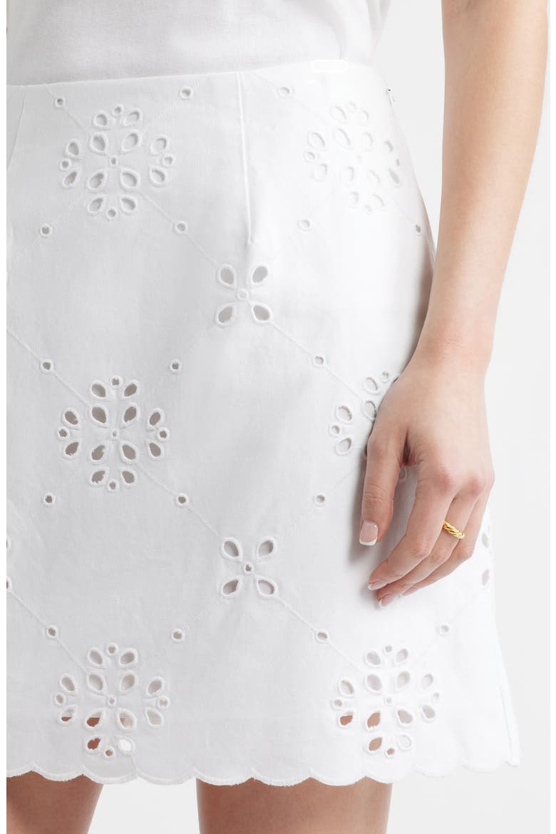 Eyelet Lace Miniskirt, Alternate, color, WHITE