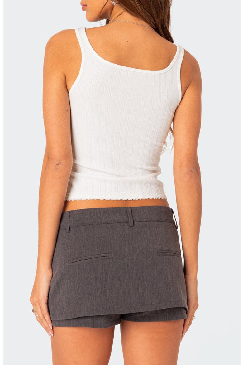 Pointelle Stitch Bow Cutout Tank, Alternate, color, WHITE