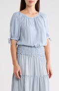 MAX STUDIO Gingham Bubble Hem Top