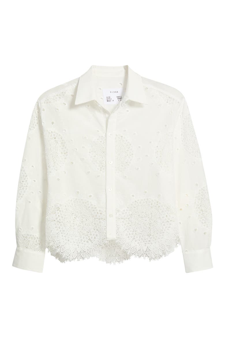 Embroidered Eyelet Lace Button Down Shirt, Alternate, color, RING EMBROIDERY