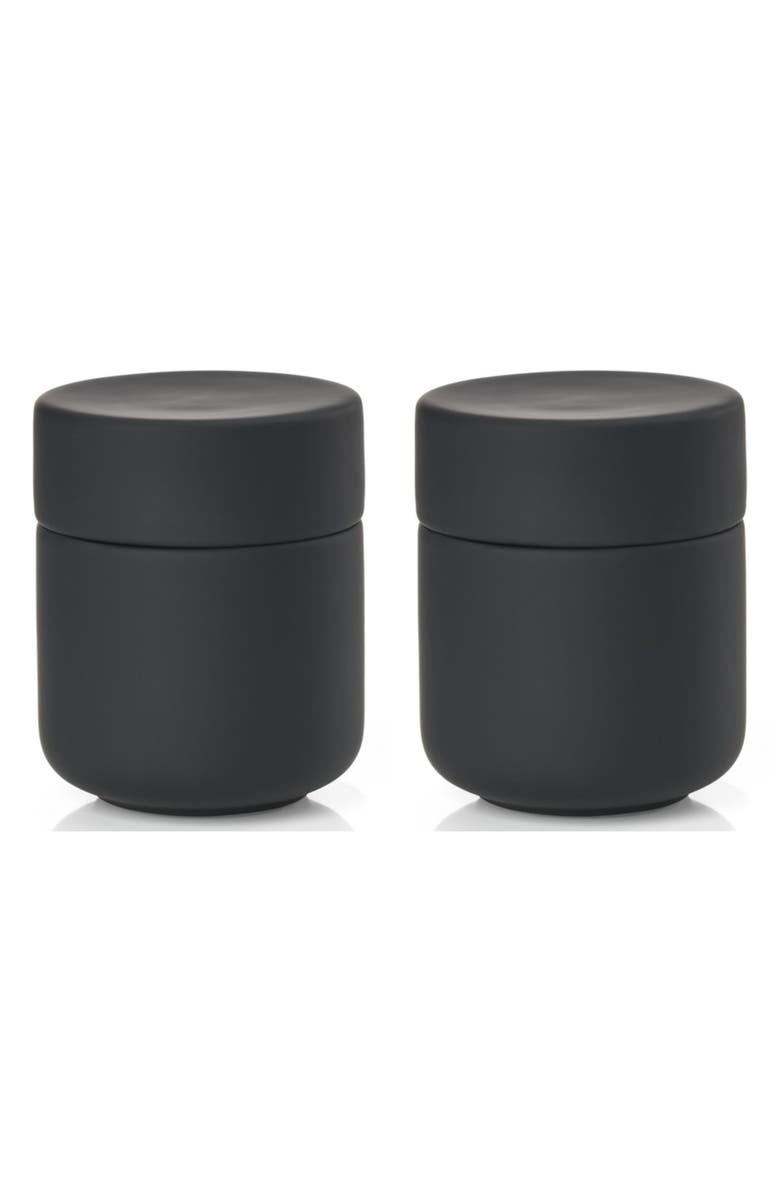 Zone Denmark Ume Set of 2 Ceramic Jars, Main, color, Black